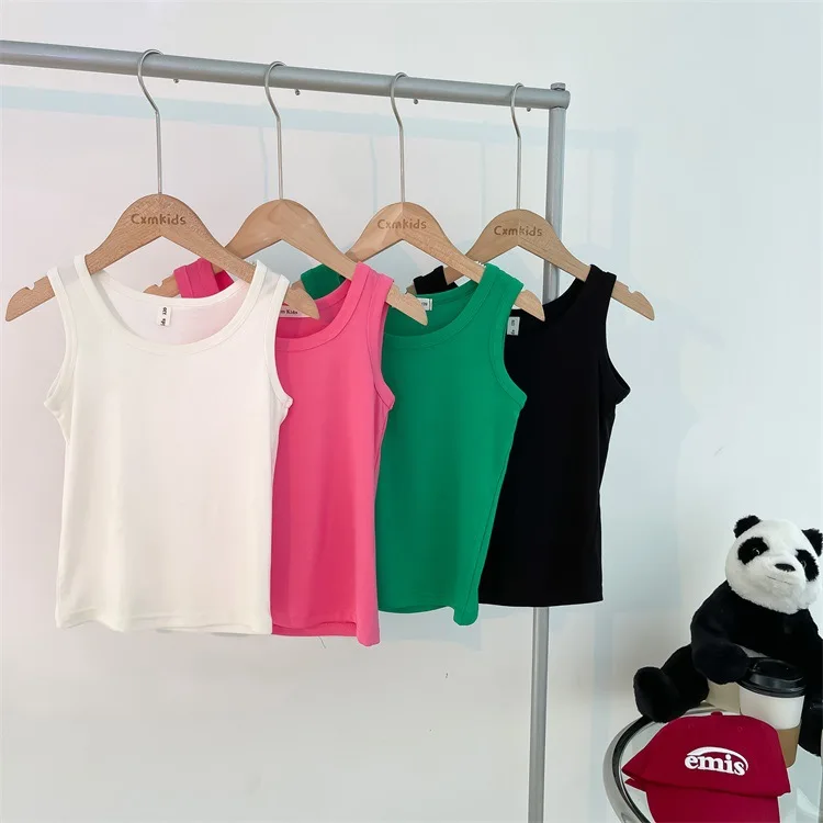 Новинка 2021 весенне-летняя однотонная хлопковая жилетка для девочек повседневная