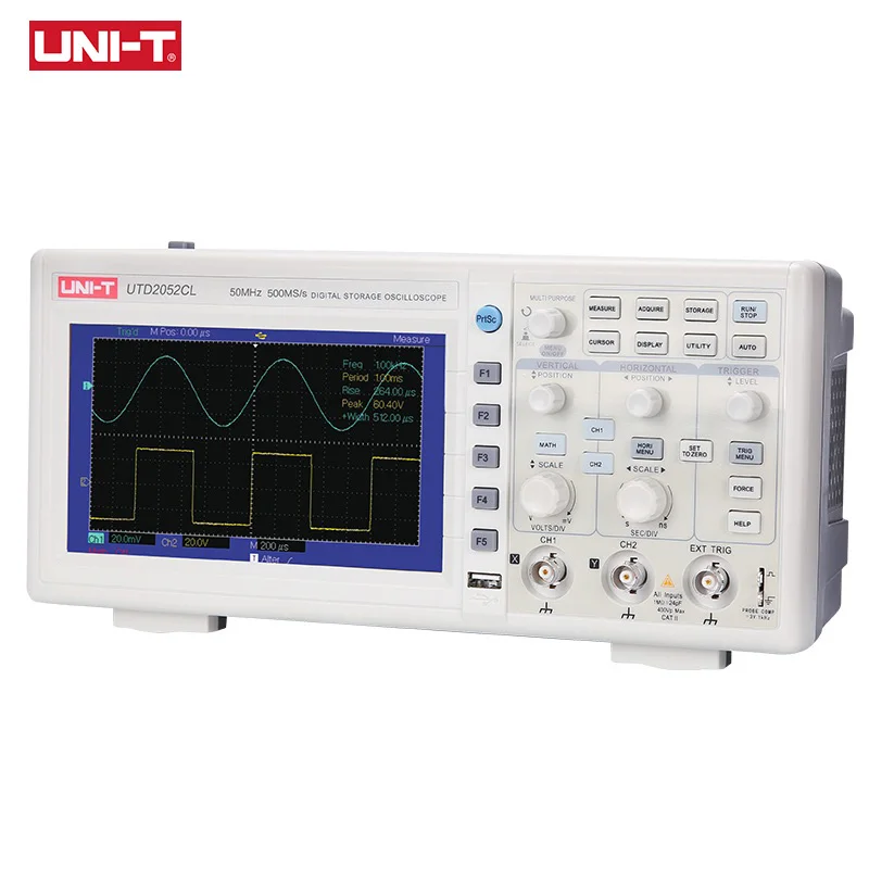Настольный осциллограф UNI T UTD2052CL цифровой двухканальный с полосой пропускания 50