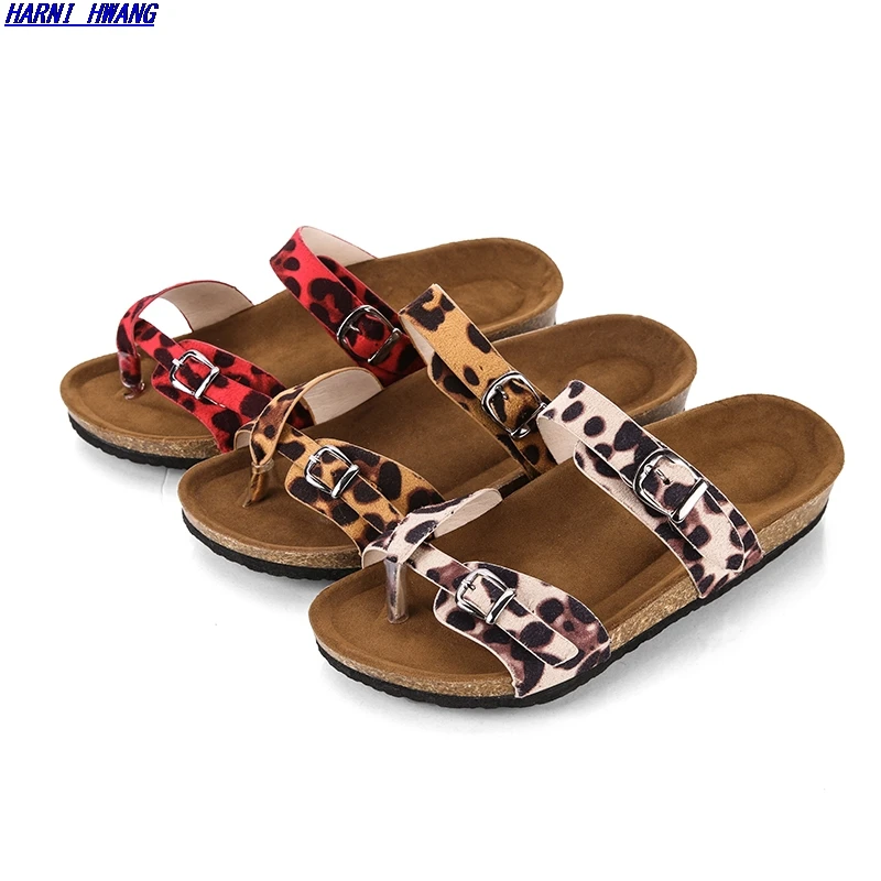 

Cute Ladies Summer Slippers Ladies Platform Sandals Flip Flops Flat Heels Ladies Outdoor Leopard Print Sandals Wholesale