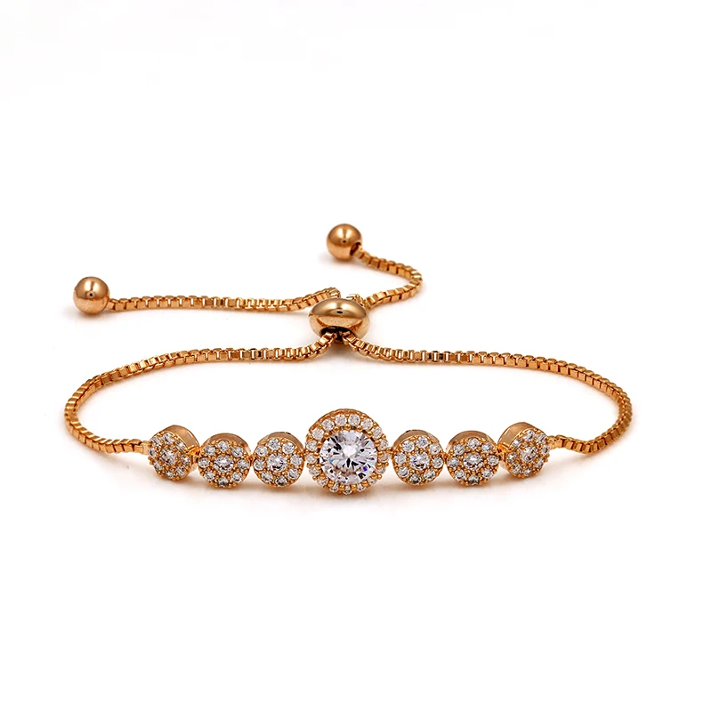 SL307 Rose gold Baiduqiandu круглый Halo кубический цирконий Кристалл CZ свадебный браслет для женщин - Окраска металла: SL307 Rose gold