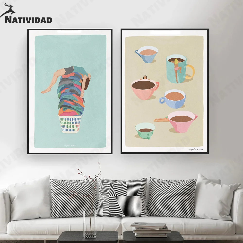 

Laundry Painted Wall Art Canvas Painting Nordic Posters and Prints Mural Bathroom Home Decoration Teen Room Decor Wall Poster