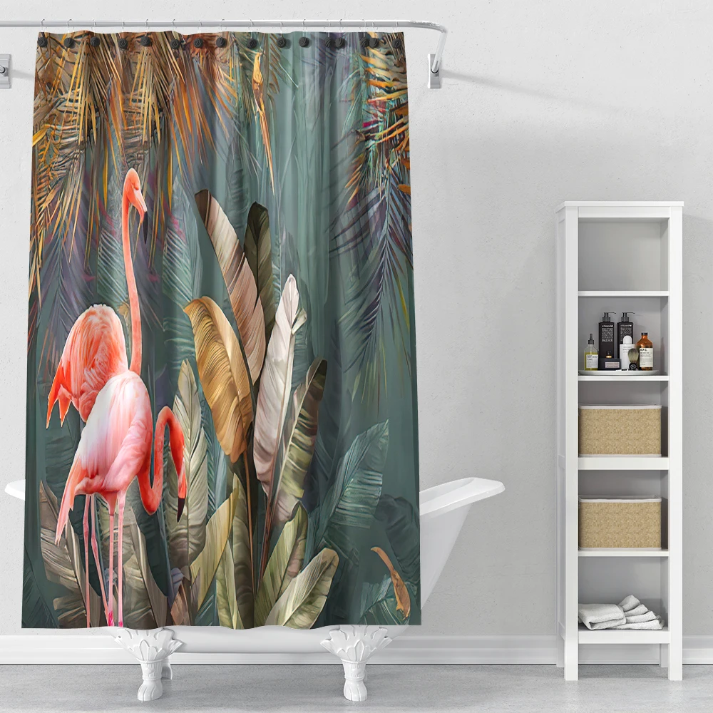 

3D Print Hawaii Tropical plants Animals Style Waterproof Shower Curtains Home Summer Decoration Bathroom Toilet Door Curtain