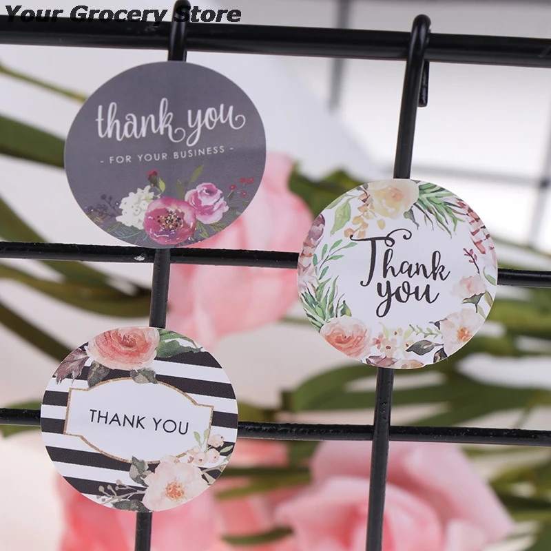 

500 Pcs Thank You Stickers Seal Labels with Flower Color Round Sticker for Wedding Party Scrapbooking Envelopes Seal Stickers