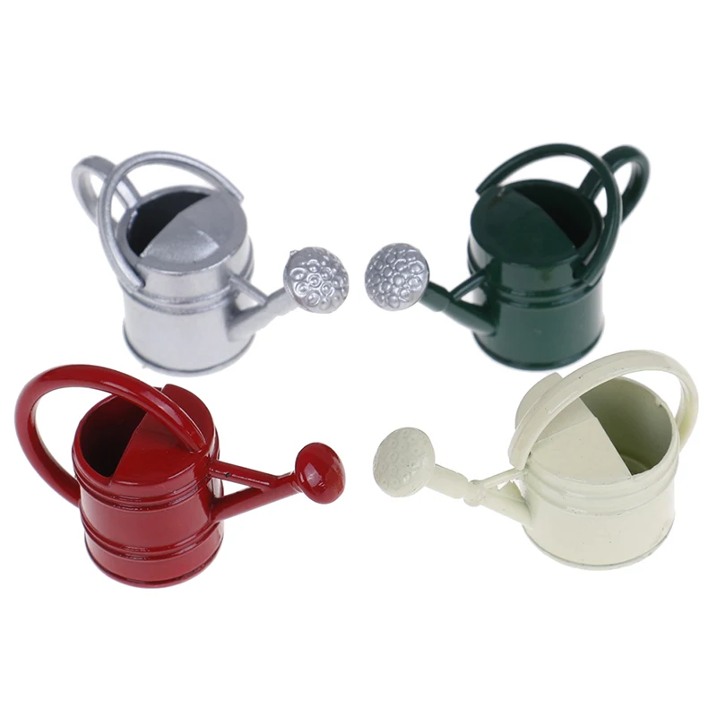 

White Dollhouse Accessories Classic Baby Toys tin Metal Dollhouse Miniature Watering Can Handicrafts Model Dollhouse Decor 4*2cm