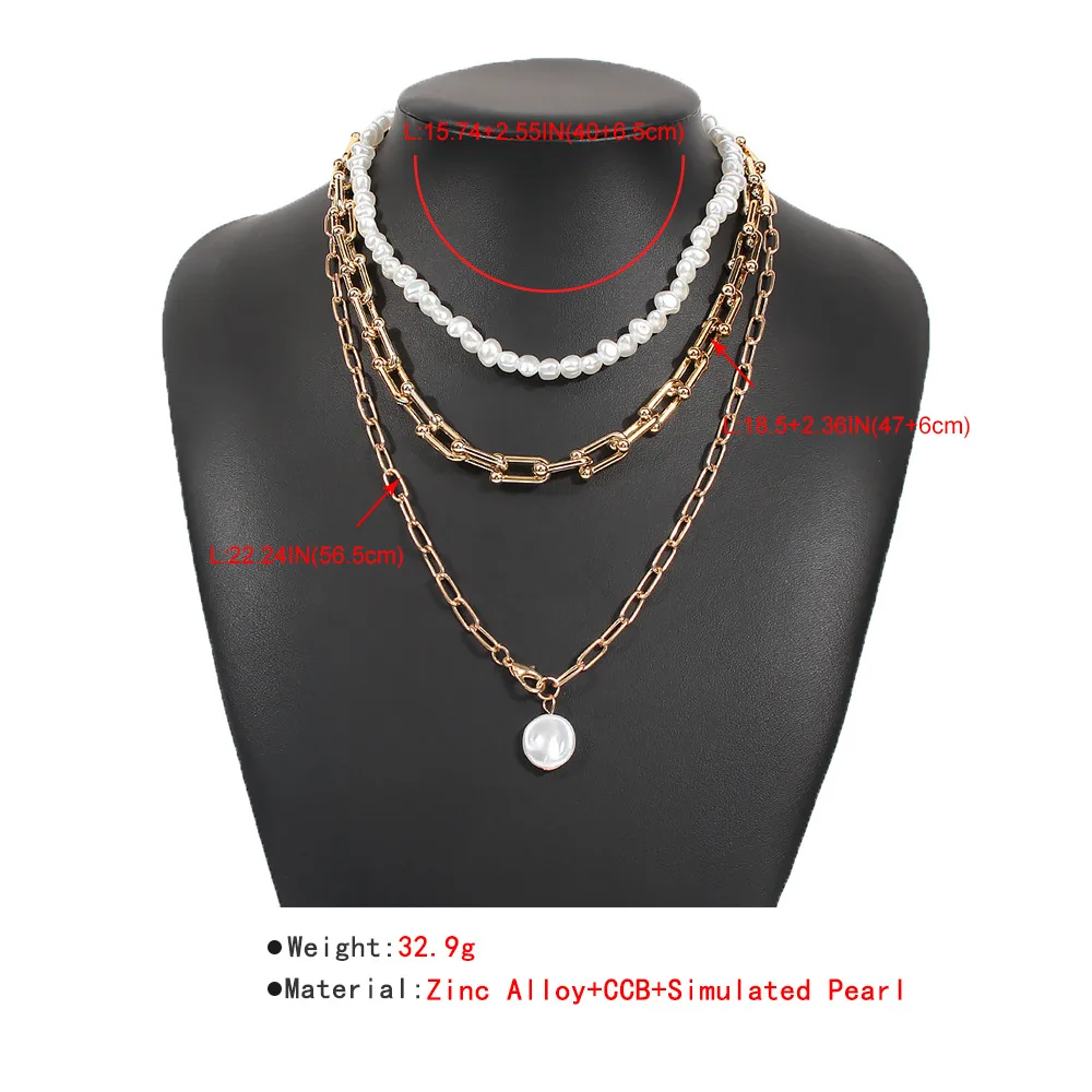 

Pearl Necklace for women's neck chain 2021 Cuban link choker Multilayered Punk Gold Portrait Pendant Necklaces Jewelry