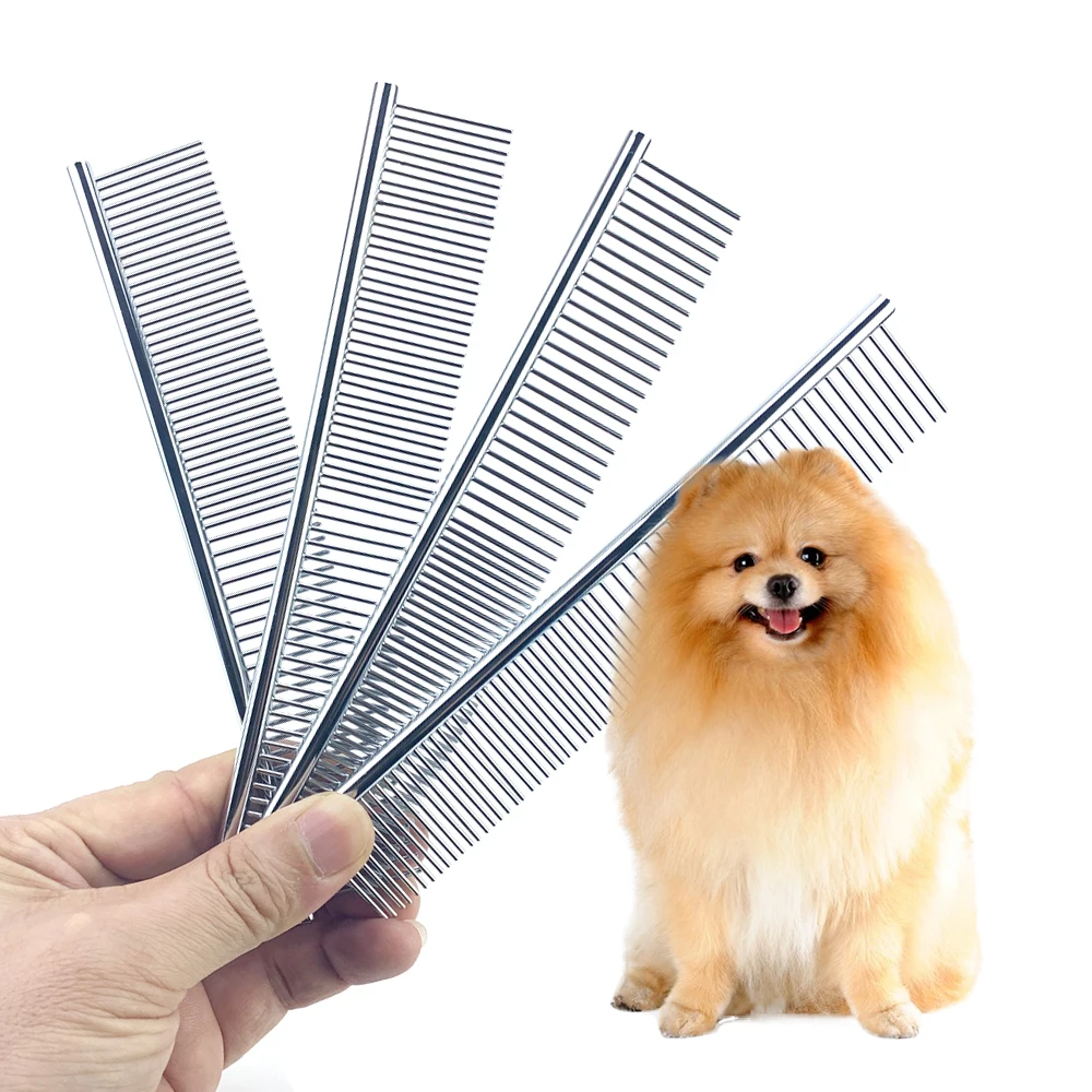 

Stainless Steel Pet Combs Double Tooth Double Head Dog Comb Hair Uncovering Cat Comb Portable Useful Hair Clipper For Pets Dogs