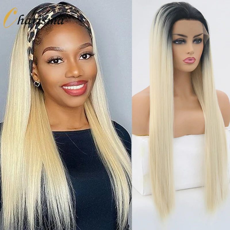 Парик Харизма из синтетического кружева спереди парик блонд Омбре длинные