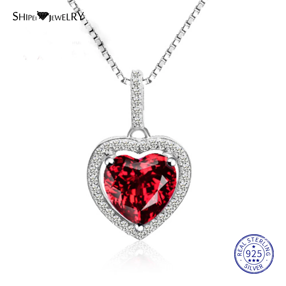 Женское ожерелье с подвеской в виде сердца из искусственного рубина ShiPei 100% 925 |