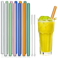 12pcs reusable glass straws set with cleaning brush colorful glass eco friendly drinking straws for milkshake smoothie coffee