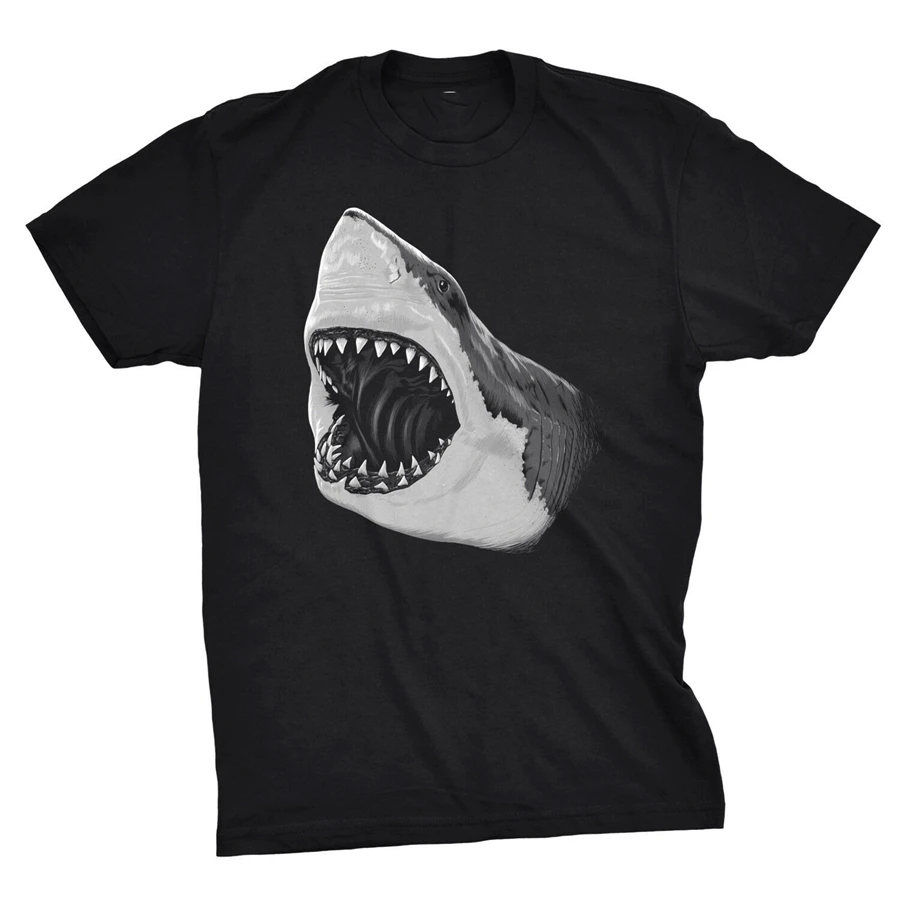 Мужская футболка с надписью Great White Shark перламутровыми зубами классная
