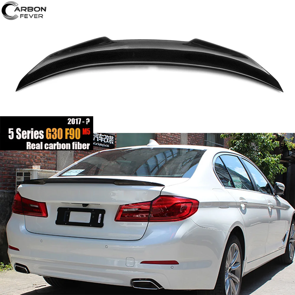 

For BMW G30 5 Series 530i 540i 2017 + Carbon Fiber Rear Trunk Wing Spoiler Boot Lip 4-door Saloon Back Wing