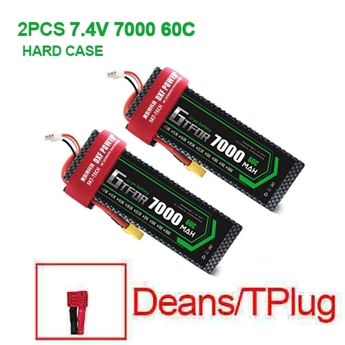 2 шт 7,4 V 5200 45c 7000mAh 60C GTFDR LiPo аккумулятор 2S HardCase для 1/8 1/10 RC модель автомобиля TRX Slash Emaxx - Цвет: 2PCS7000mahDEANS