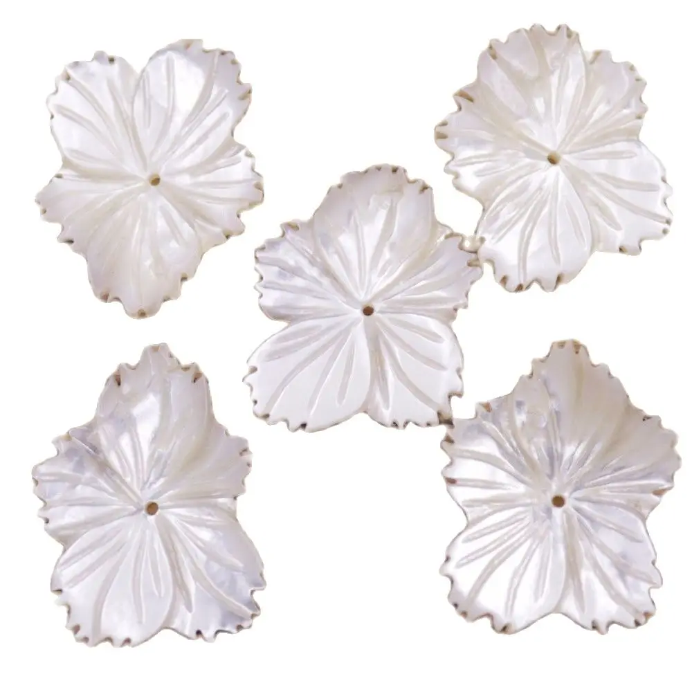 

5 PCS 32mm Freeform Shell Flower Natural White Mother of Pearl Loose Beads Crafts Jewelry Making DIY