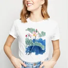 Женская футболка с рисунком лотоса, футболка с коротким рукавом, женские топы, одежда, рубашка y2k