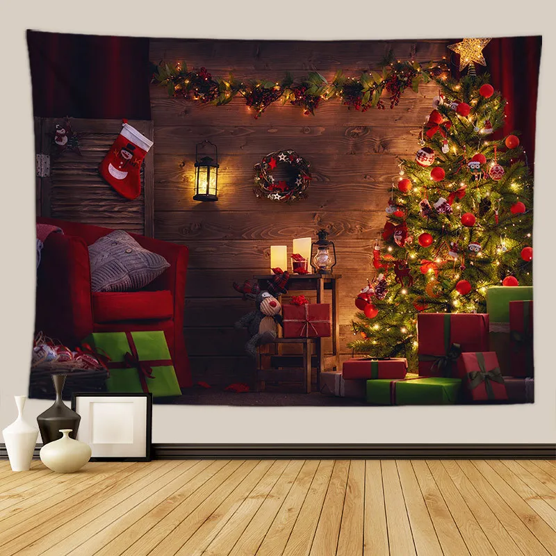 

Новый рождественский элемент фоновая ткань для вечерние тема ткань для спальни Кабинета вход модный гобелен Пикник коврик комнатный гобел...