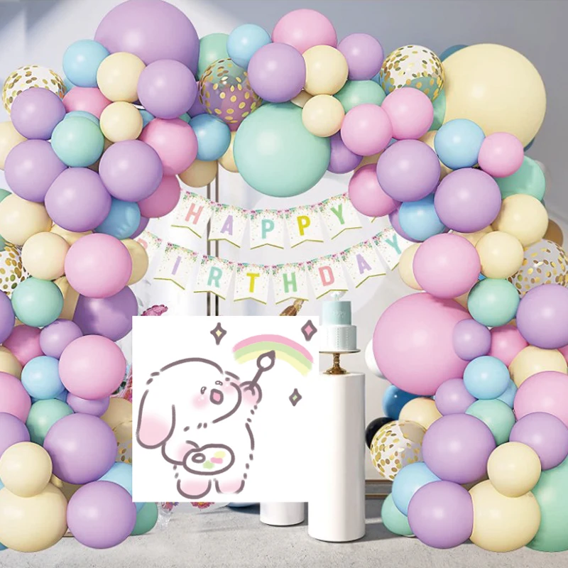 

100pcs birthday party decor balloon garland set macaron latex rainbow color baby one year old creative DIY wedding decoration