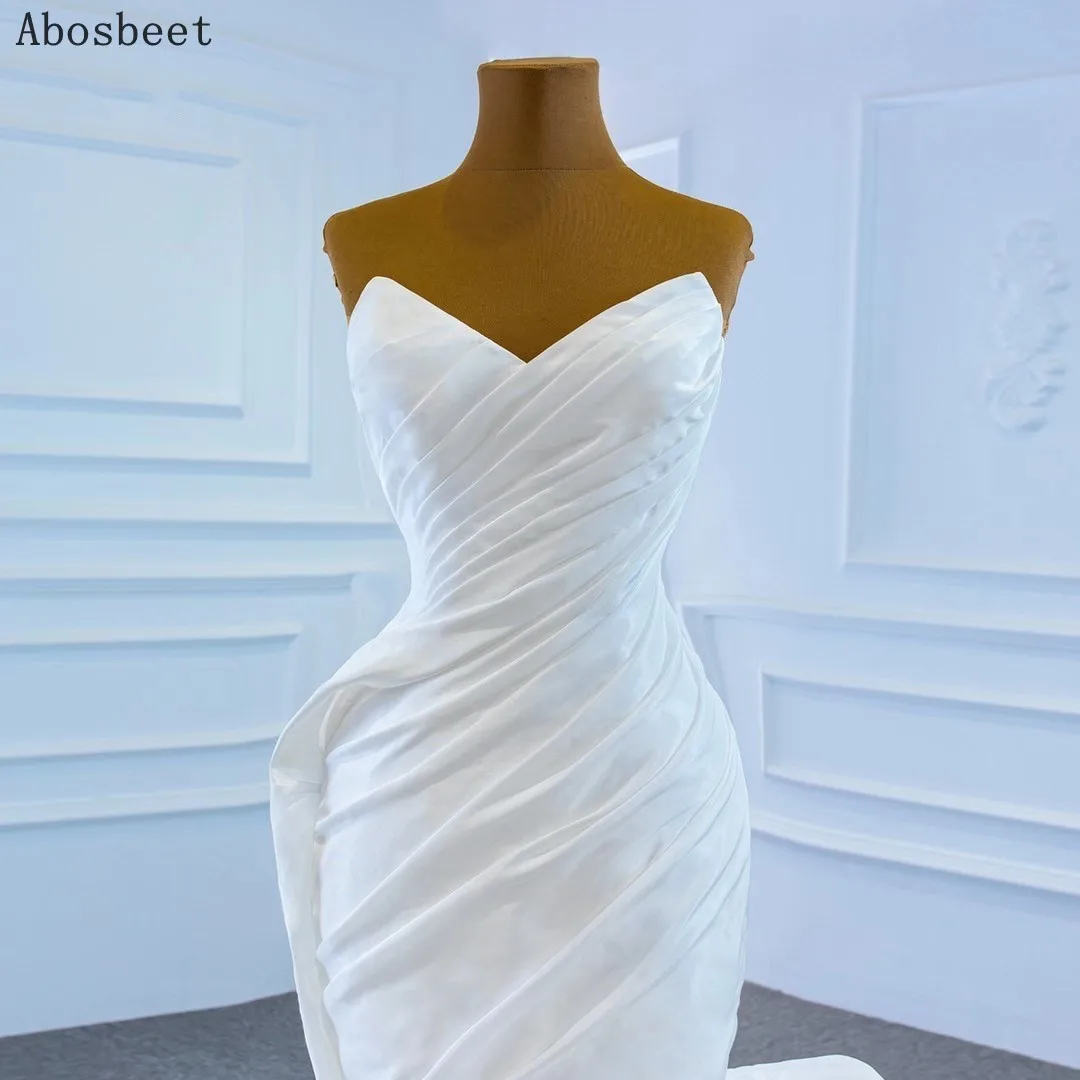 Mermaid Wedding Dress 2021 Plus Size Wedding Gowns for Bridal with Train Robe Mariee Top Pleat Ruffle Bottom V Neck Lace Up Back