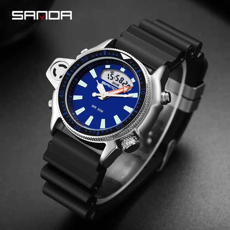 

SANDA Fashion Sport Men Watch Quartz Diver Wristwatch 50M Waterproof Military Digital Luminous Male Clock Relogio Masculino