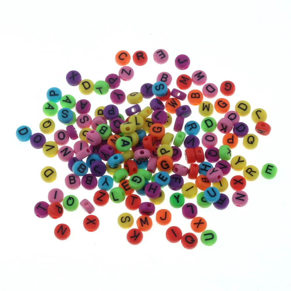 Разноцветные акриловые Круглые шарики с буквами 200 шт. 6x6 мм для браслета