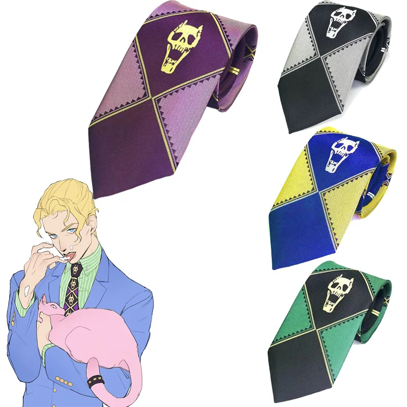 

Anime JoJo Bizarre Adventure Kira Yoshikage Cosplay Tie Accessories Props KILLER QUEEN Skull Neck Heavens Door Tie