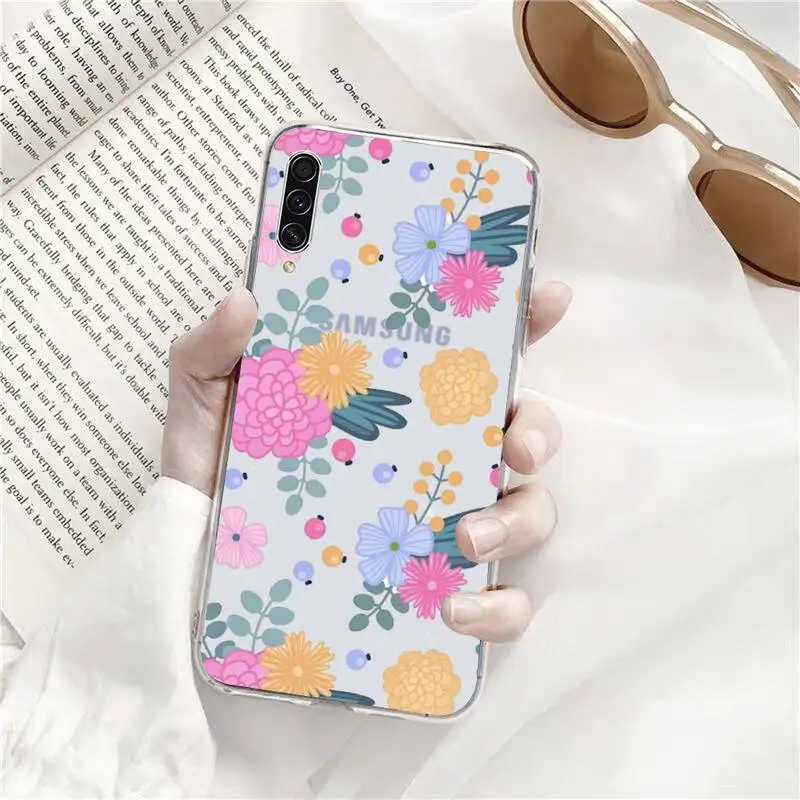 

fashion flower beautiful Phone Case Transparent Clear For Samsung Galaxy A71 A21s S8 S9 S10 plus note 20 ultra