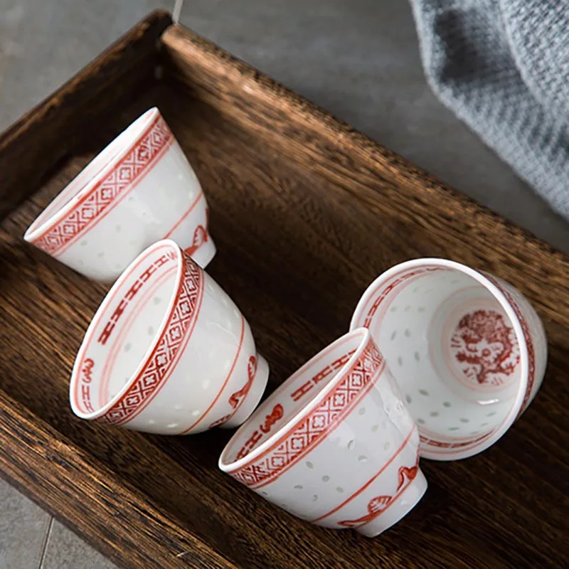 Керамическая чайная чашка Цзиндэчжэнь 50/100 мл чаша винтажная Китайская Красная