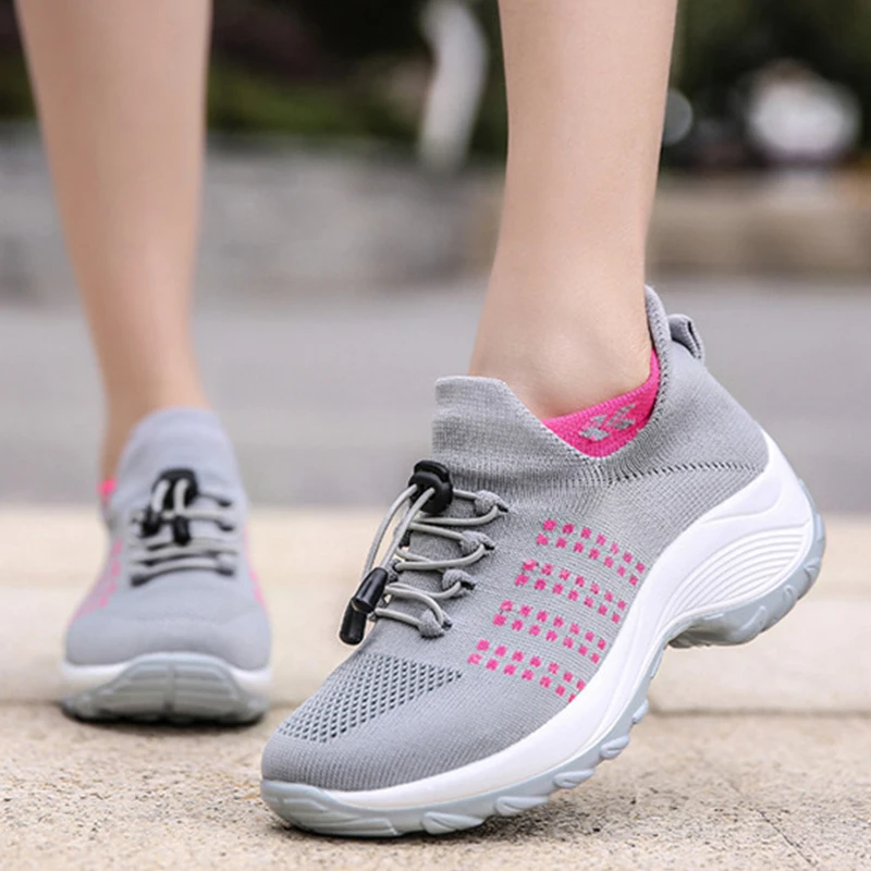 

2022 Fashion Women Flats Platform Sneakers For Women Shoes Breathable Mesh Casual Shoes Ladies Spring Sock Sneaker Plus Size 42