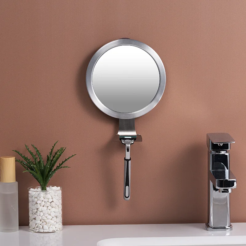 bathroom anti fog mirror powerful suction cup bath shower mirrors wall mounted make up man shaving mirror with shaver holder free global shipping