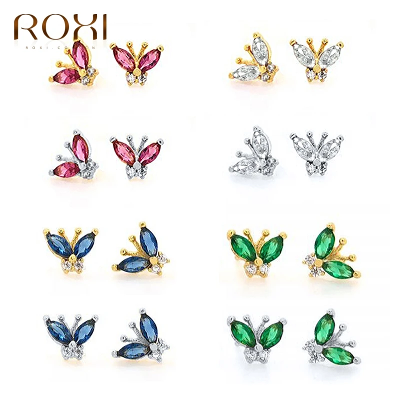 Женские серьги гвоздики в виде бабочки из серебра 925 пробы|Серьги-гвоздики| |