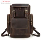 Рюкзак через плечо, из 100% натуральной кожи Crazy Horse, большой емкости, для ноутбука, школьная сумка из воловьей кожи в стиле ретро, деловой дорожный рюкзак