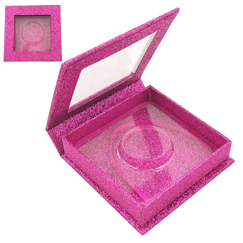 

Wholesale New Magnetic Faux Cils False Eyelash Packaging Box Lash Square Rose red Boxes 25MM Mink eyelashe Package Makeup Case