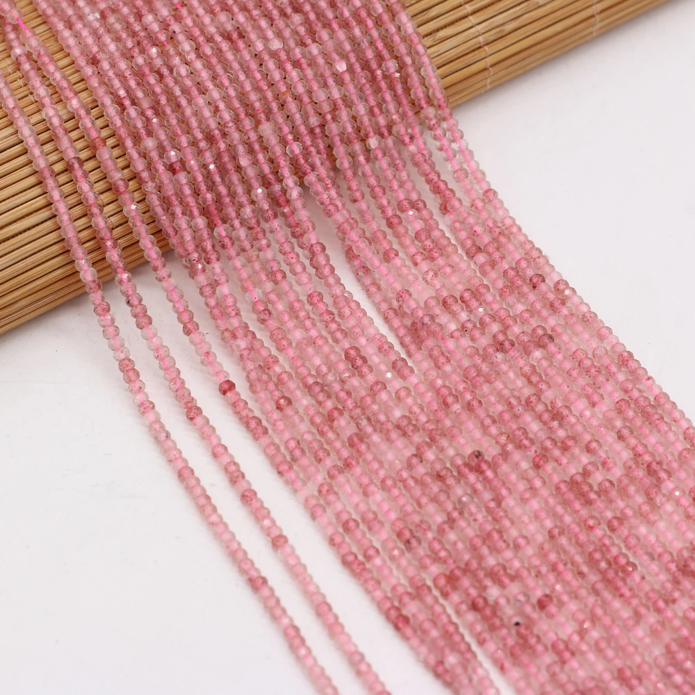 

Hot Small Beads Natural Crystal Faceted Strawberry Quartzs Stone Beads for Women Jewelry Making Bracelet Necklace Size 3x2mm