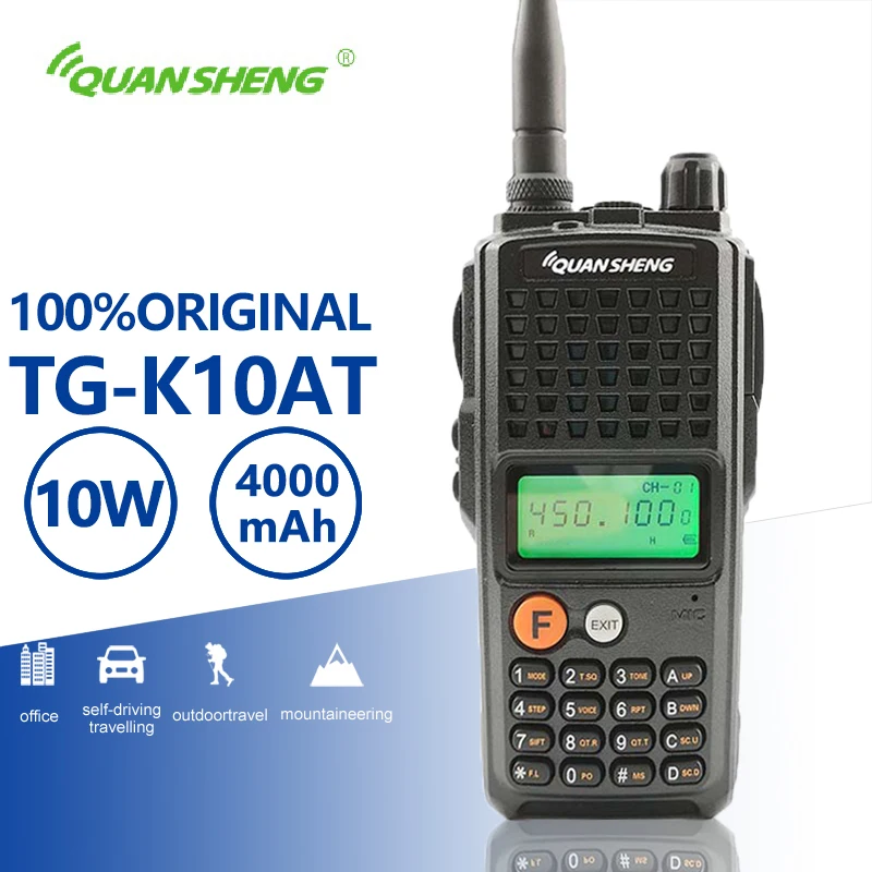 Quansheng TG-K10AT 10W 4000mAh High Power Walkie Talkie 10KM Long Range Optional UHF VHF Two Way Radio Walky Talky Professional