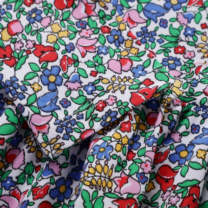 Детское платье с цветочным рисунком для девочек Хлопковое Повседневное