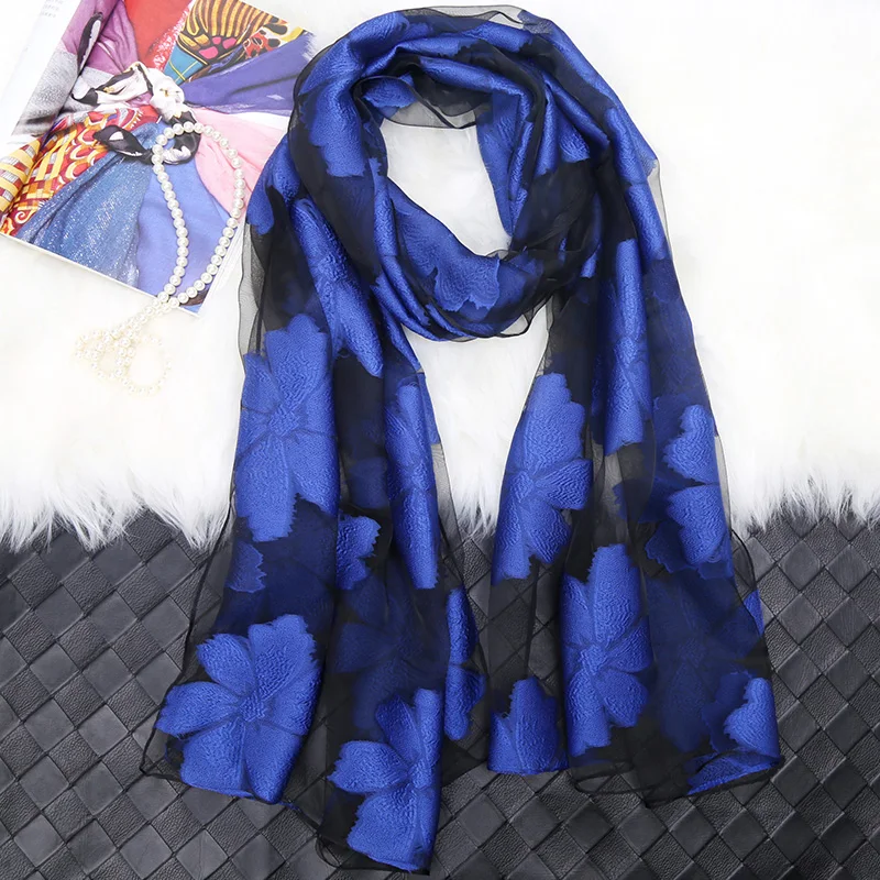 

New sunscreen shawl silk scarf women's scarf all-match summer light style Black