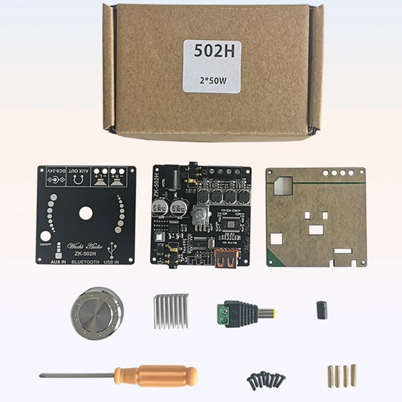 2x50W Bluetooth 5.0 Digital Power Amplifier Board Module Support AUX U Disk USB Sound Card Input&Active Speaker Output