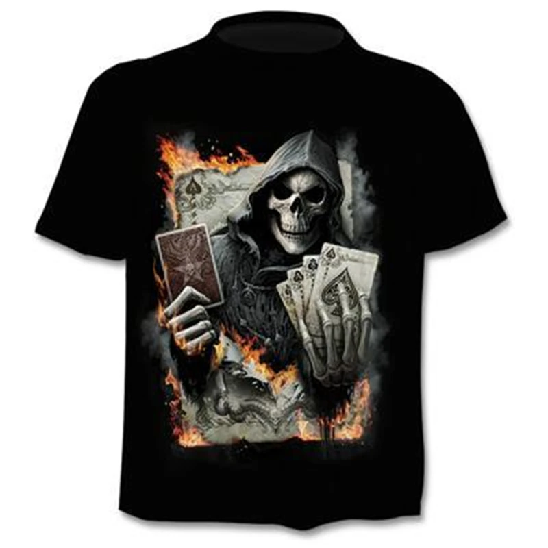 

2021 New Fake Jacket Print T-Shirt Skull 3d T-Shirt Summer Trendy Short Sleeve T-Shirt Top Men/Female Short Sleeve Top