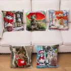 Квадратная короткая плюшевая наволочка для подушки, супер милые наволочки для подушек с рисунком акварельных кошек, наволочки для диванной подушки
