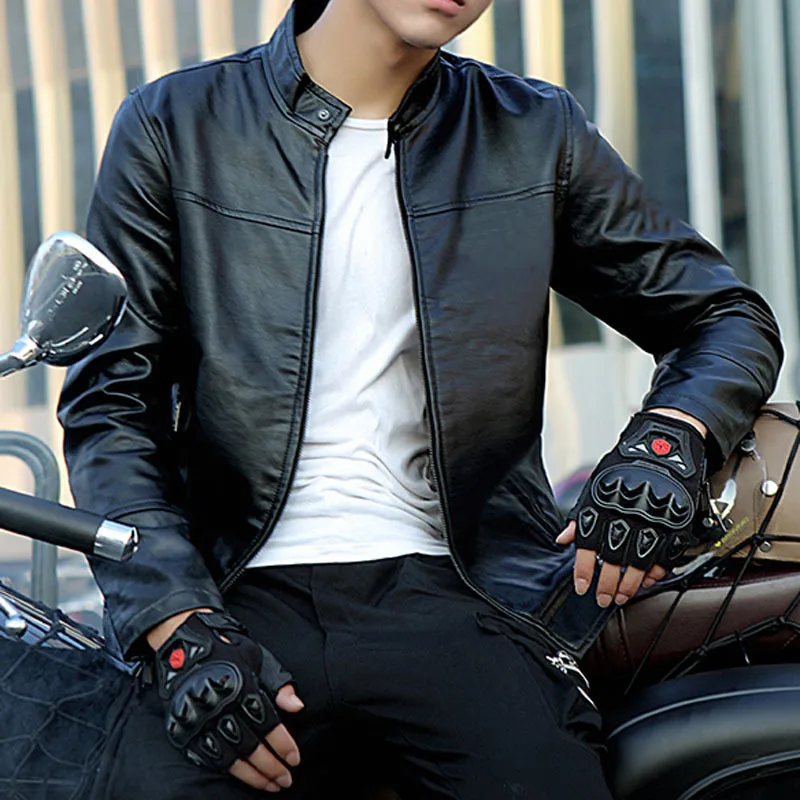 

2019 Autumn Punk Leather Jacket Men New Motorcycle Leather Jacket Slim Fit Men Leather Machine gun embroidery PU Clothing
