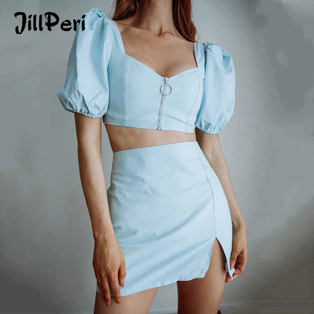 Женский комплект JillPeri из двух предметов с пышными рукавами летний повседневный