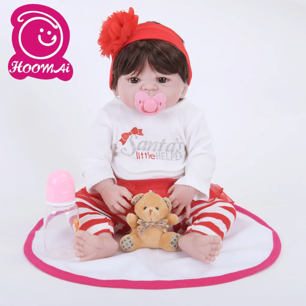Модная 22 дюймовая Кукла Reborn Baby Girl полностью силиконовая виниловая кукла Bebe