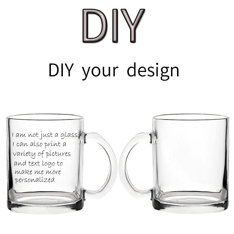

DIY Custom 11OZ Handle Transparent Glass Printed Photo Picture Image Logo Text Water Cup Coffee Milk Mug Personalized Gift