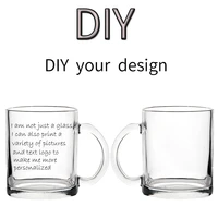 diy custom 11oz handle transparent glass printed photo picture image logo text water cup coffee milk mug personalized gift
