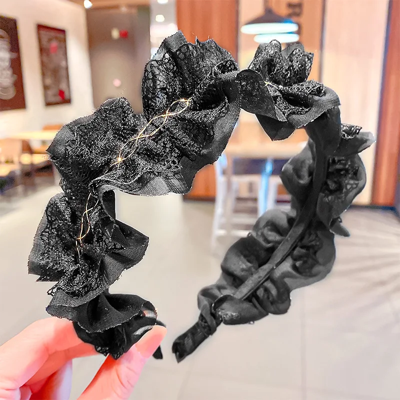 

Sweet Lace Fold Hairbands For Women Girls Headbands Summer Style Hair Hoops Headwear Fashion Hair Accessories 2021 New