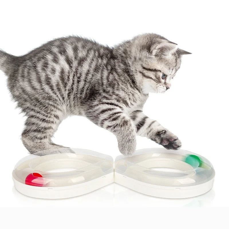 

Cat Playing Track Funny Interactive Toy Teaser With Ball Toy 8 Shaped Disc Teaser Cat Funny Exercise Toy With Ball Toy Supplies