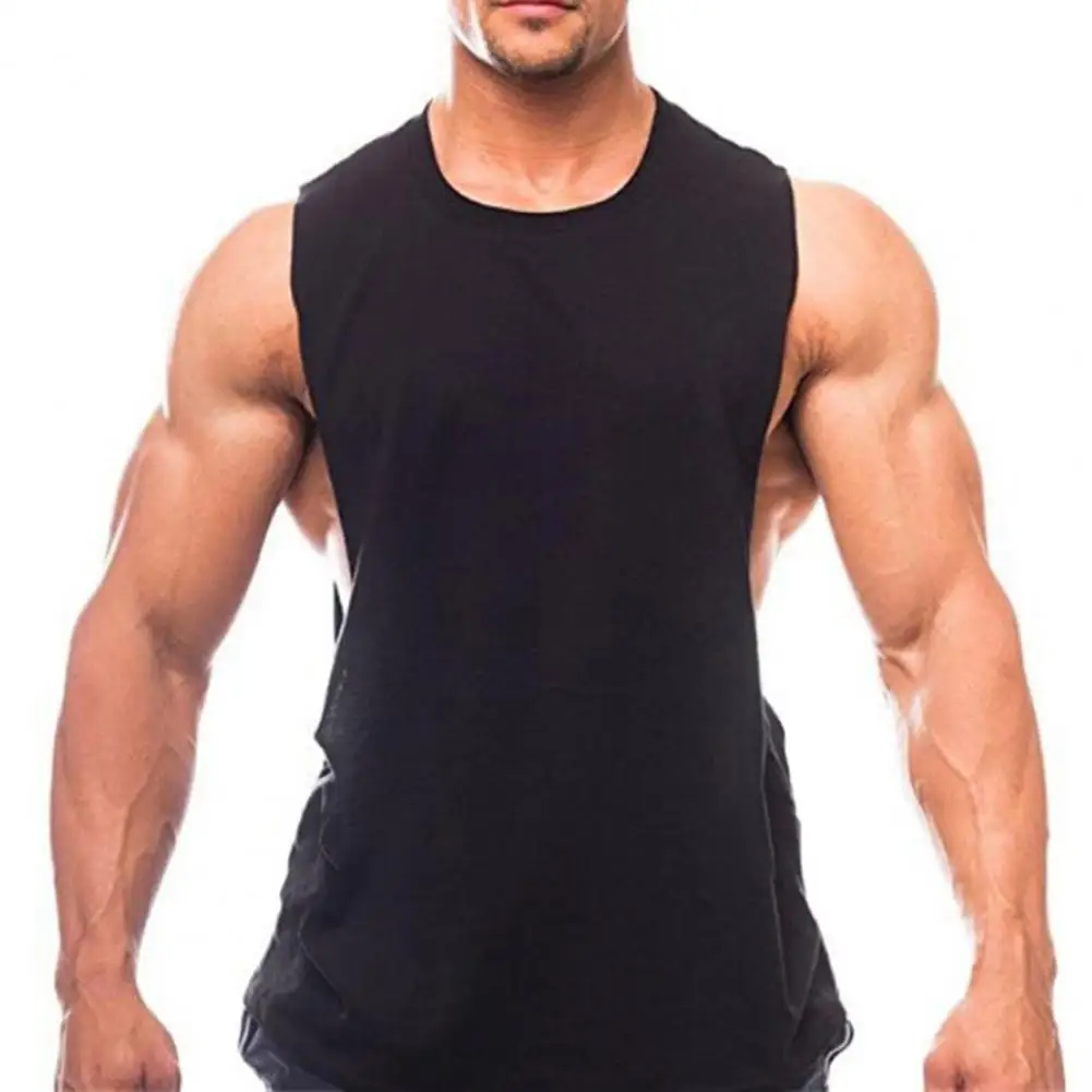 

Summer Men Vest Solid Color Loose Summer Round Neck Sleeveless Top Oversized Sports Fitness Men's clothing XXXL