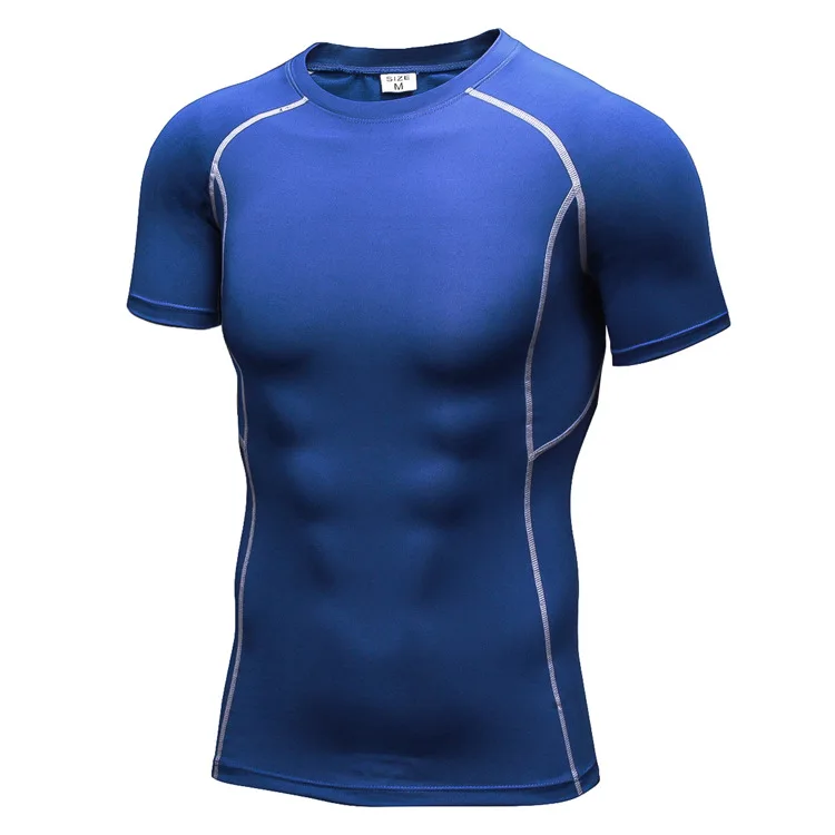 

Men's Tight Training Pro Short-Sleeved Fitness Athletic T-shirt Elastic Wicking Quick-Drying Compression Shirt Clothes 1008