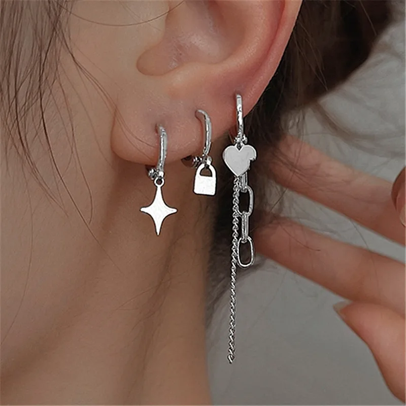 

Hip Hop Rock Geometric Asymmetric Metal Earrings Personality Creative Trend Design Feeling Temperament Punk Stud Earrings