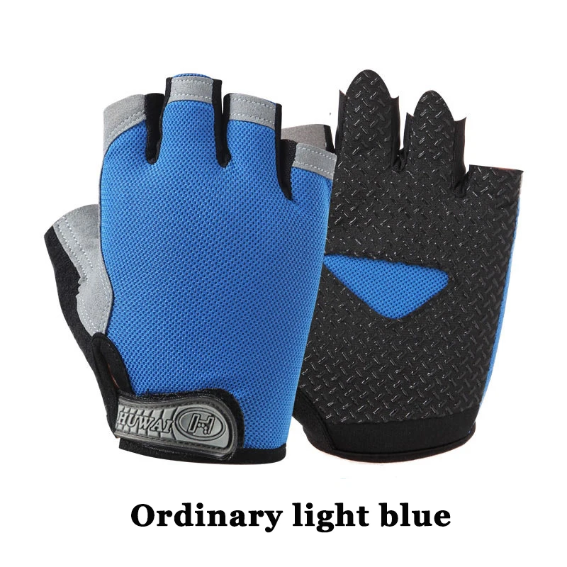 Fishing Gloves Outdoor Sports Sun Protection Half Finger Gloves Fitness Non-Slip Breathable Riding Fishing Gloves Tackle Pesca - Color: Red