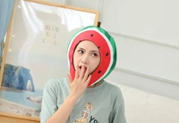 cute stuffed cartoon watermelon toy hat family game playing soft plush toys photo props birthday gift toy headwear cosplay party